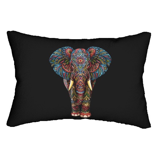Elephant Mandala for a Art lover Elephant fan Lumbar Pillows