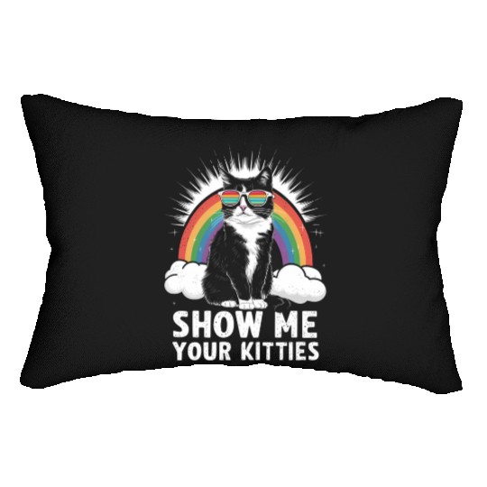Show Me Your Kitties Funny Lesbian Gay Pride LGBT Lumbar Pillows