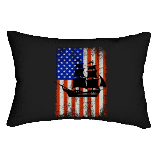 Stars, Stripes & Pirate Ship American Flag Lumbar Pillows