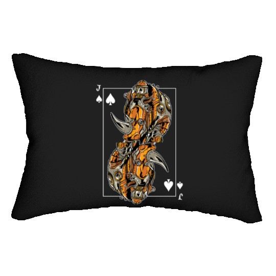 Rhinoceros Steampunk Card Game Jack of Spades Lumbar Pillows
