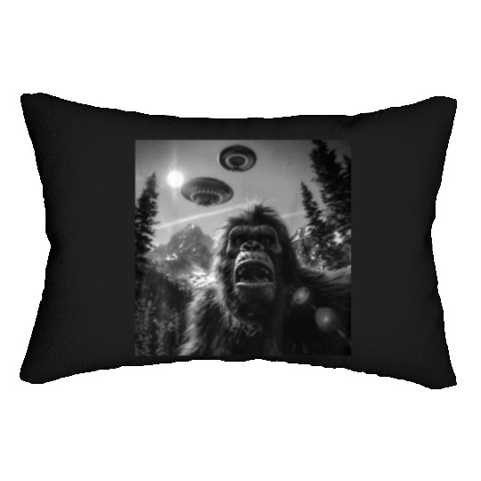 Graphic Bigfoot Sasquatch Selfie Lumbar Pillows