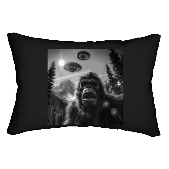 Graphic Bigfoot Sasquatch Selfie Lumbar Pillows