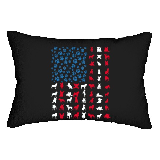 French Bulldog Patriotic Frenchie 4th of July USA Lumbar Pillows