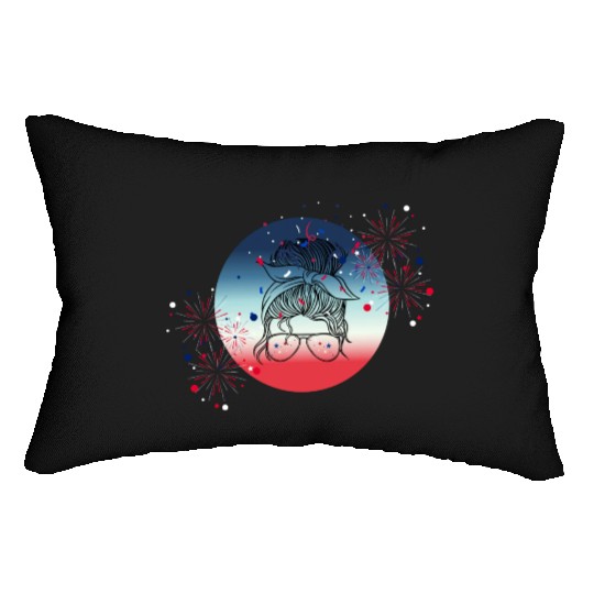 4th Of July Fireworks Messy Bun Lumbar Pillows
