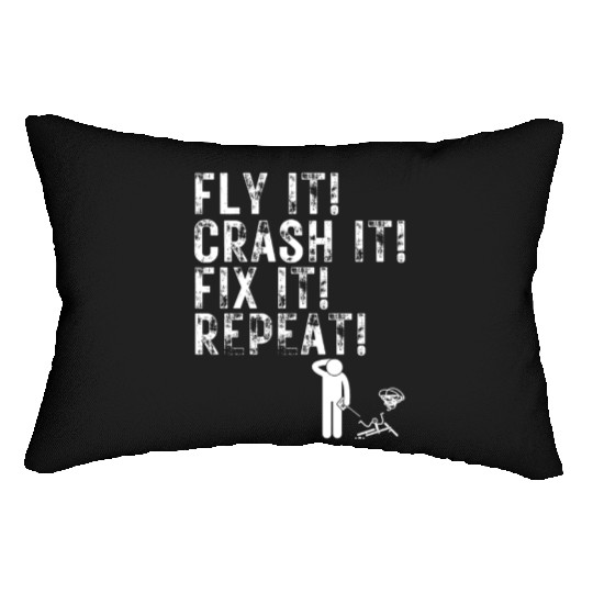 Quadcopter Fly Crash Fix Repeat Funny Drone Pilot Lumbar Pillows