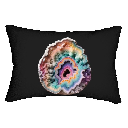Fantasy Pastel Rainbow Geo Stone Crystal Lumbar Pillows