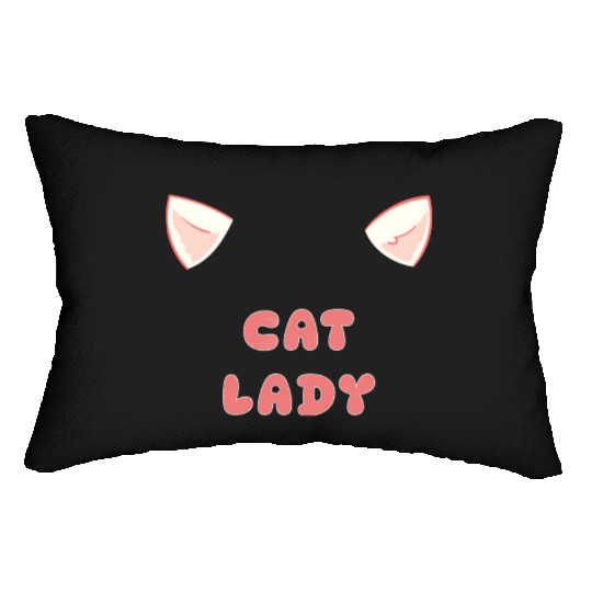 Cute Cat Lady Lumbar Pillows with Kitty Ears for Cat Lover