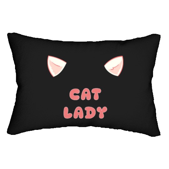 Cute Cat Lady Lumbar Pillows with Kitty Ears for Cat Lover