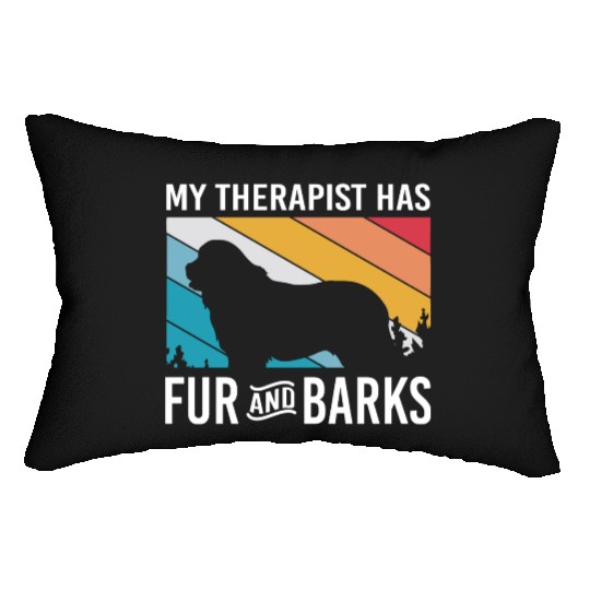 My Therapist Has Fur And Barks Retro Therapy Dog Lumbar Pillows