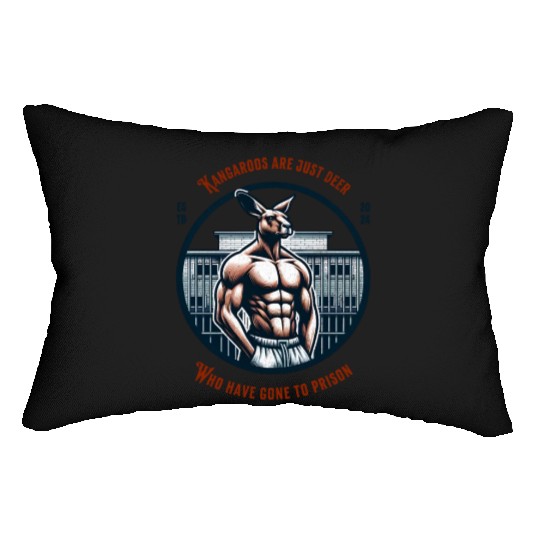 Kangaroo in prison funny Lumbar Pillows australia design