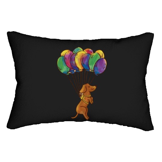 Dachshund Dog With Balloons ,Funny Dog ,dog Lumbar Pillows