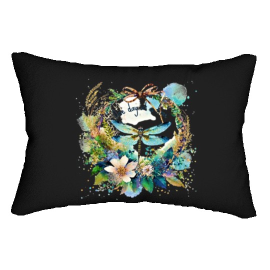 One day at a time dragonfly floral Lumbar Pillows