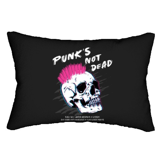 Punks Not Dead - Skull Punk Rock Music - Old Lumbar Pillows
