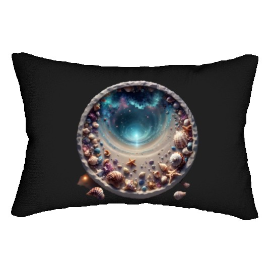 Ocean Meets the Shore inside a circle design Lumbar Pillows