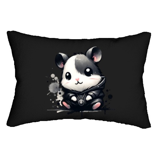 Charcoal Hip Hop Hamster Lumbar Pillows