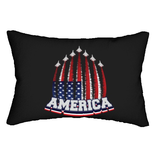 Fighter Jets USA Flag - 4th Of July Lumbar Pillows