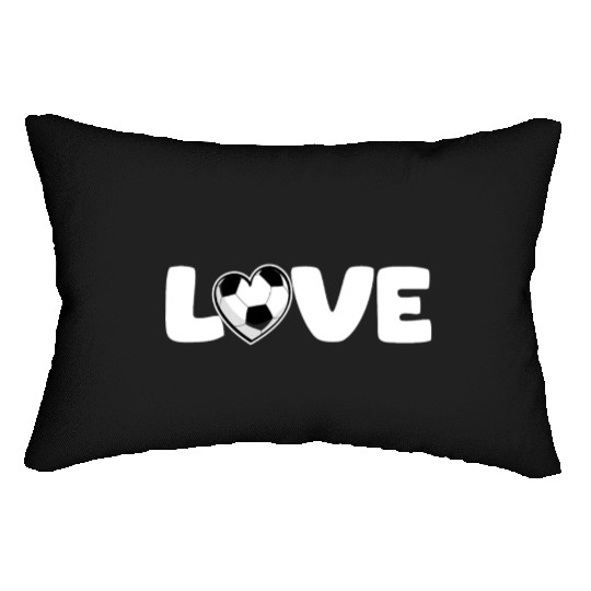 LOVE soccer ball heart white sign Lumbar Pillows