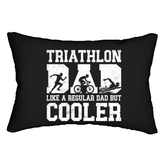 Funny Triathlon Dad Swim Bike Run Triathletes Dad Lumbar Pillows