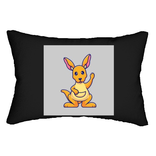 Cute Kangaroo Waving Hand: Cartoon Vector Icon Ill Lumbar Pillows