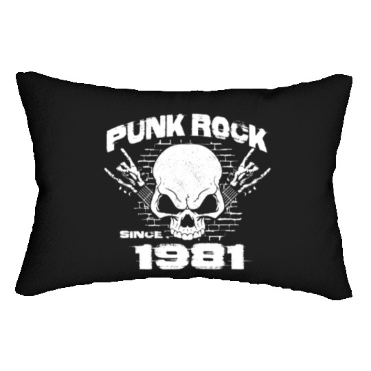 43rd Birthday - Punk Rock Since 1981 Skull Rock Lumbar Pillows