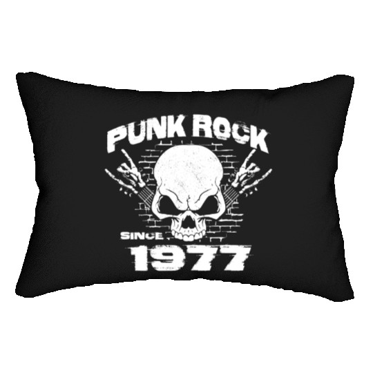 Punk Rock Since 1977 - Skull Rock Hands 47th Lumbar Pillows
