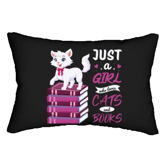 Girls who love cats and readgin book. Cat Lovers Lumbar Pillows