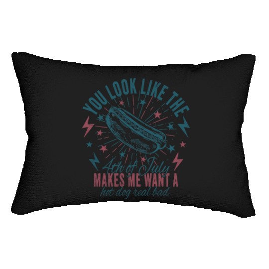 Funny 4th July Lumbar Pillows, Hot Dog Lover Lumbar Pillows
