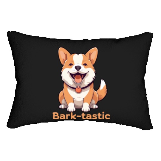 Cute shiba inu puppy dog with funny Bark-tastic te Lumbar Pillows