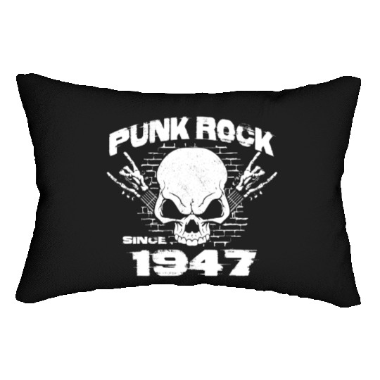 Punk Rock Since 1947 - Skull Rock Hands 77th Lumbar Pillows