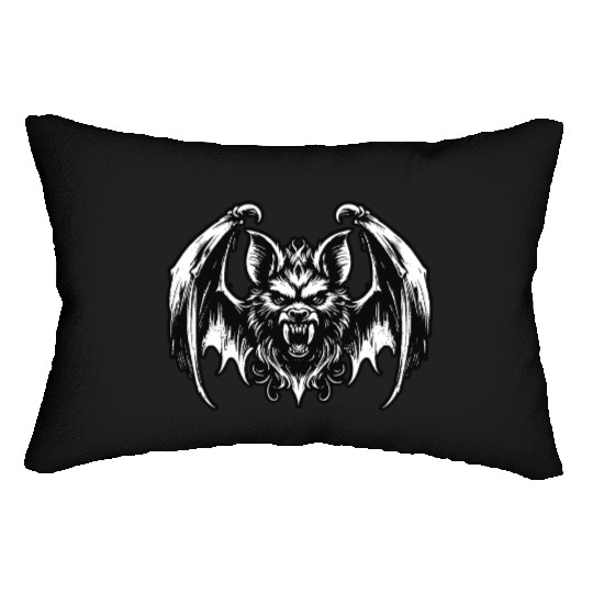 Dark Art Bat Beast with Wings Animal Horror Grunge Lumbar Pillows
