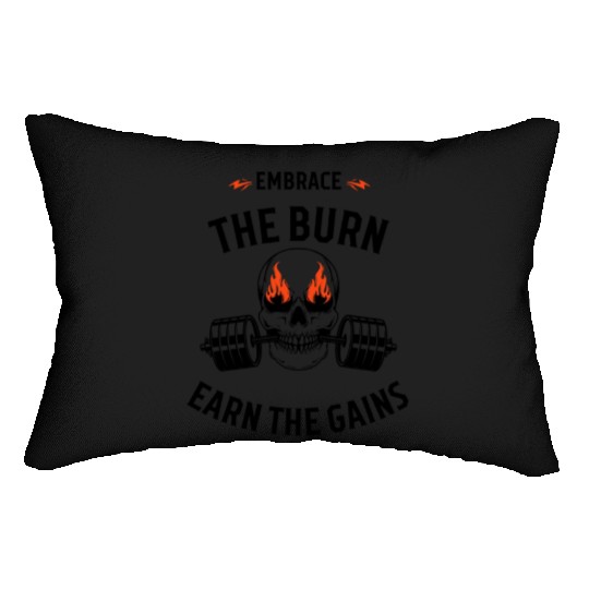 Embrace the Burn, Earn the Gain Typography Lumbar Pillows