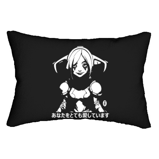 Japanese Kanji Cartoon Girl "I Love You So Much" Lumbar Pillows
