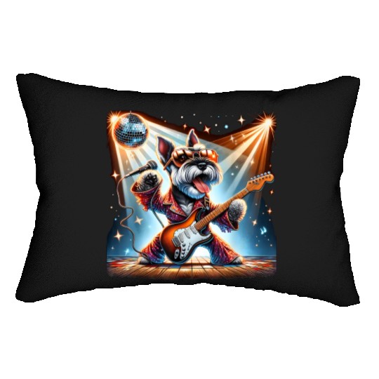 Disco Guitar Schnauzer dog Lumbar Pillows
