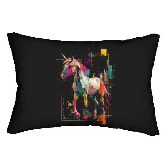 Unicorn Rainbow Animal Illustration Lumbar Pillows