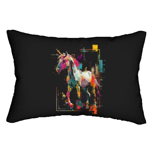 Unicorn Rainbow Animal Illustration Lumbar Pillows