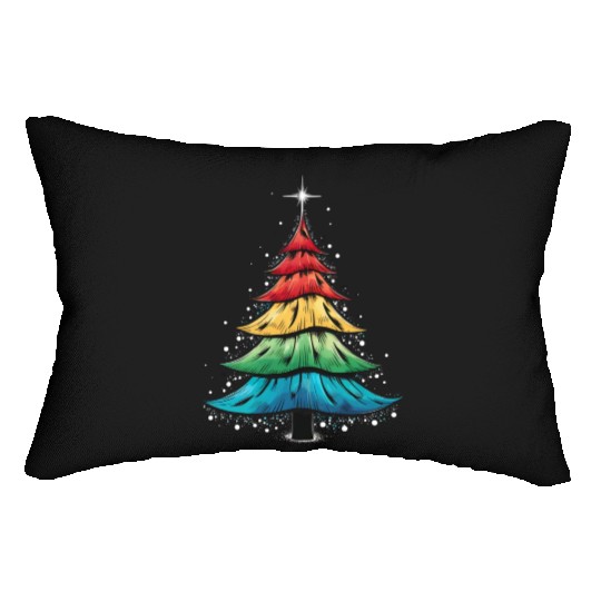 LGBTQ Pride Rainbow Flag Gay Christmas Tree Gifts Lumbar Pillows