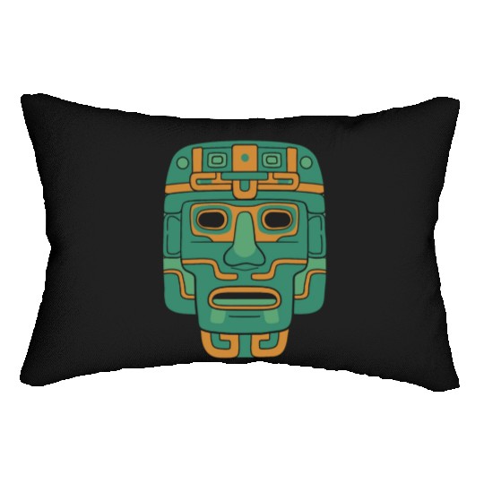 Aztec God Ancient Mythology Huitzilopochtli Mask Lumbar Pillows