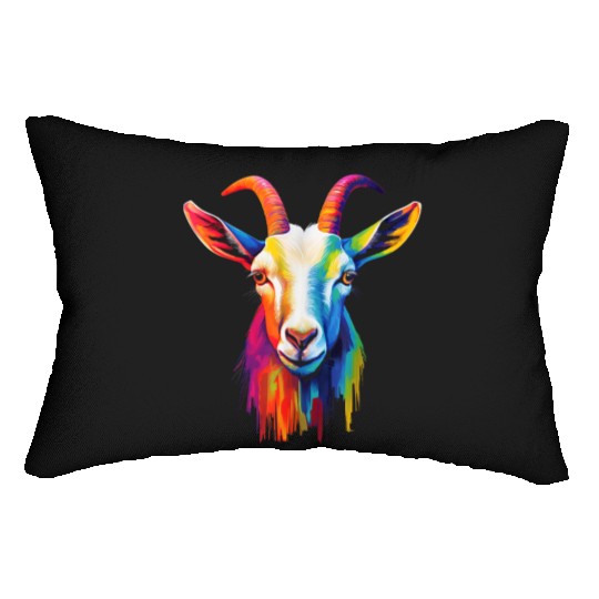 Goat Colorful Animal Illustration Lumbar Pillows