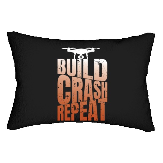 Drone Saying Build Crash Repeat Funny Pilot Lumbar Pillows