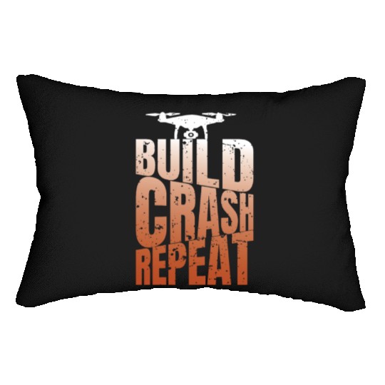 Drone Saying Build Crash Repeat Funny Pilot Lumbar Pillows