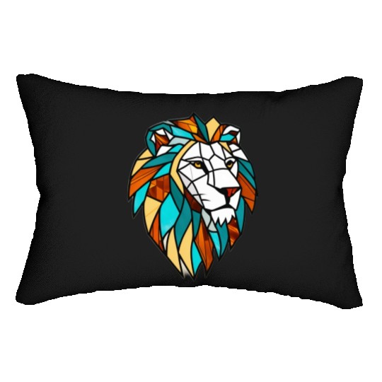 Geometric Lion Stained Glass Lumbar Pillows Disgin