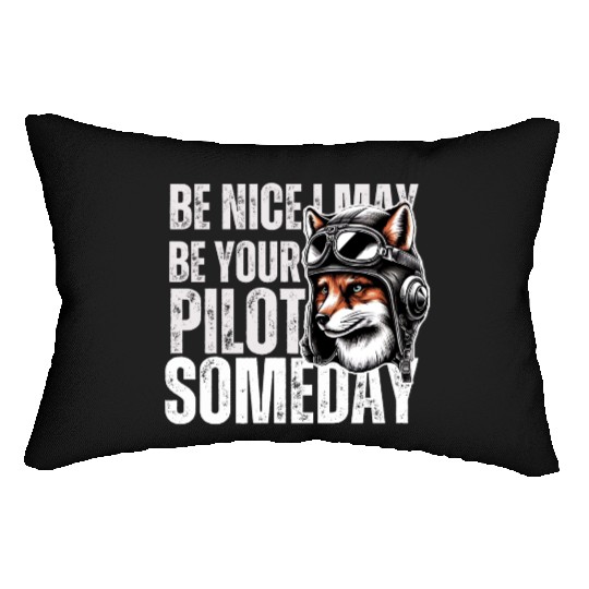 Be Nice Aviation Graphic, funny pilote black Lumbar Pillows