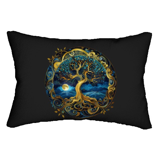 Irish Nordic Celtic Tree of Life Yggdrasil Lumbar Pillows