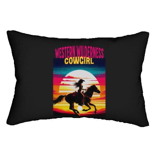 Western Wilderness Cowgirl, 80s Sunset Vibes Lumbar Pillows