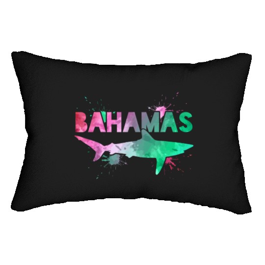Bahamas Shark Watercolor Souvenir Lumbar Pillows