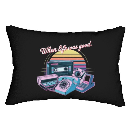 80's When Life was Good Gadgets in Synthwave Lumbar Pillows