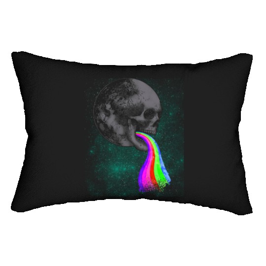 Skull Design with Rainbow. Concert Festival Lumbar Pillows