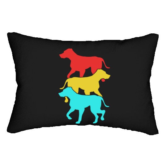 Colorful Retro Silhouette Rhodesian Ridgeback Dog Lumbar Pillows