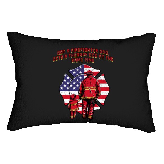 Gets a Firefighter Dog Therapy Dog Fire Department Lumbar Pillows