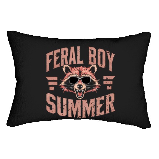 Feral Boy Summer Lumbar Pillows Funny Trash Panda Raccoon